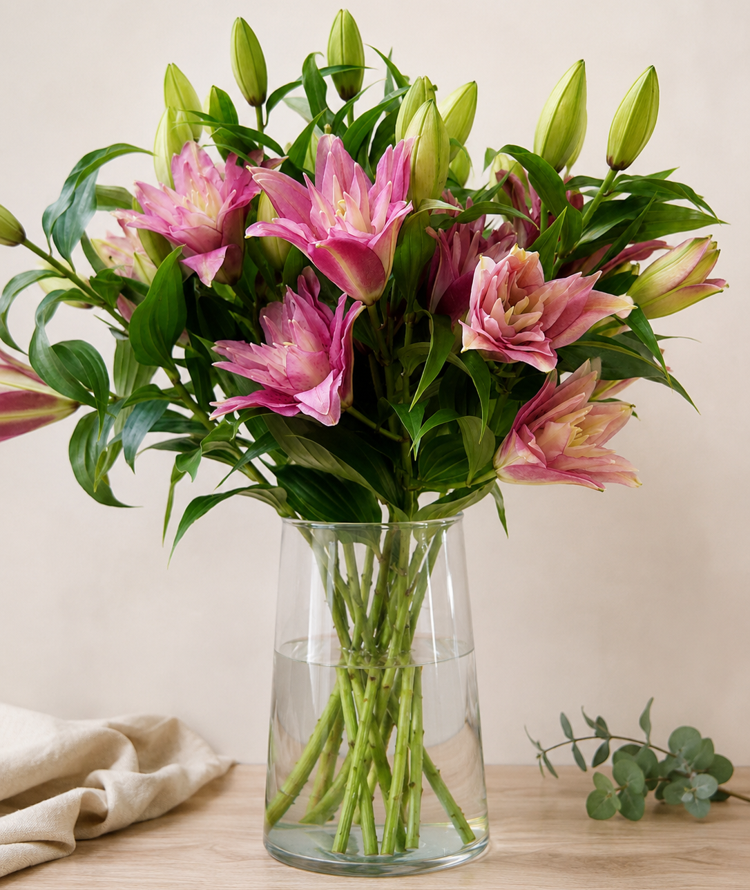 Ramo lilium oriental rosa doble