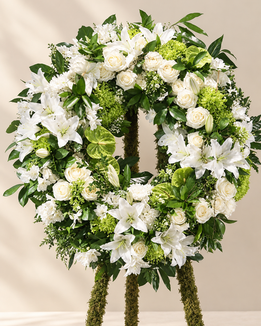 Corona Funeraria Blanca y Verde