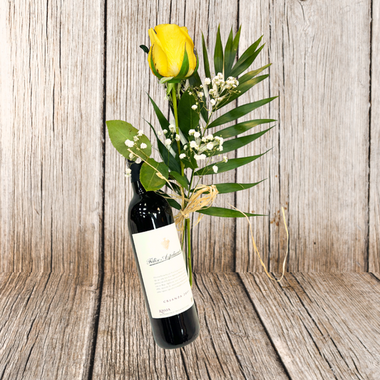 Pack Floricienta 2: Rosa amarilla + Vino tinto